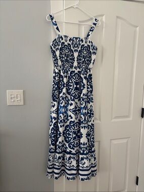 Cupshe Women’s Blue & White Printed Maxi Sundress